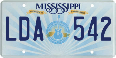 MS license plate LDA542