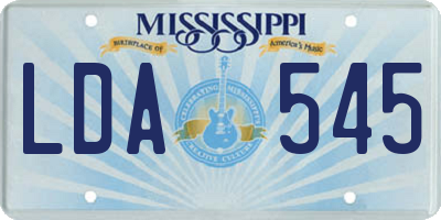 MS license plate LDA545