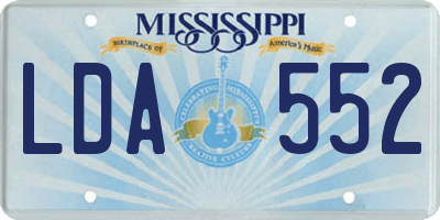 MS license plate LDA552