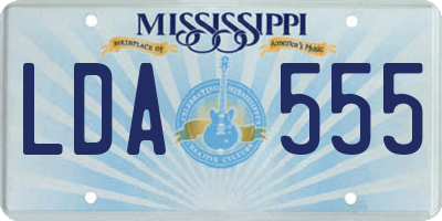 MS license plate LDA555