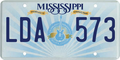 MS license plate LDA573