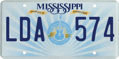 MS license plate LDA574
