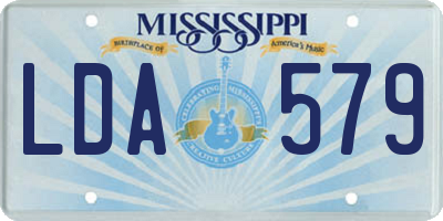 MS license plate LDA579