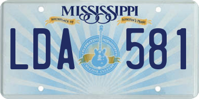 MS license plate LDA581