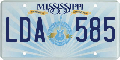MS license plate LDA585