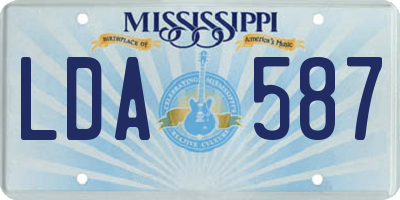 MS license plate LDA587