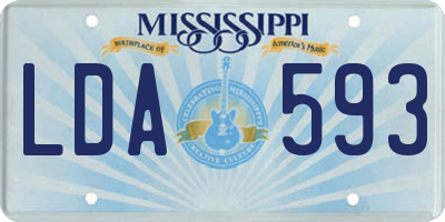 MS license plate LDA593
