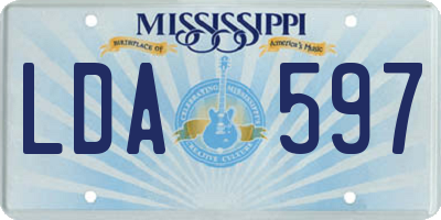 MS license plate LDA597