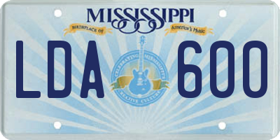 MS license plate LDA600