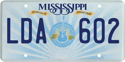 MS license plate LDA602
