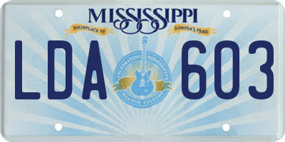 MS license plate LDA603