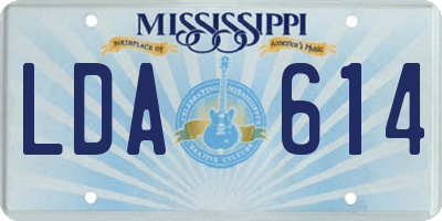 MS license plate LDA614