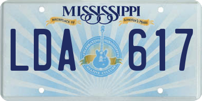 MS license plate LDA617