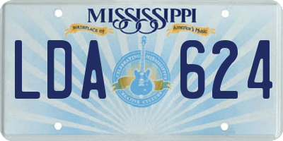 MS license plate LDA624