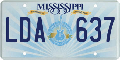 MS license plate LDA637