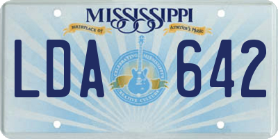 MS license plate LDA642