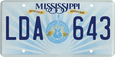 MS license plate LDA643