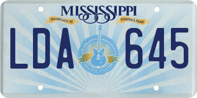 MS license plate LDA645