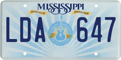 MS license plate LDA647