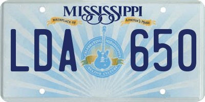 MS license plate LDA650
