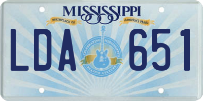 MS license plate LDA651