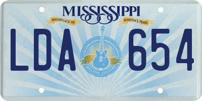 MS license plate LDA654