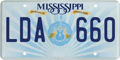 MS license plate LDA660