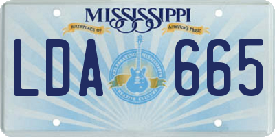 MS license plate LDA665