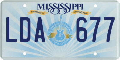 MS license plate LDA677