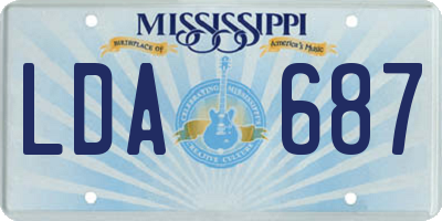 MS license plate LDA687