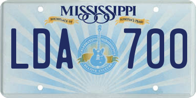 MS license plate LDA700
