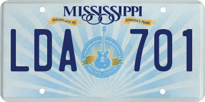 MS license plate LDA701