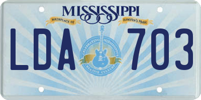 MS license plate LDA703