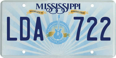MS license plate LDA722