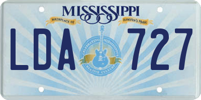 MS license plate LDA727