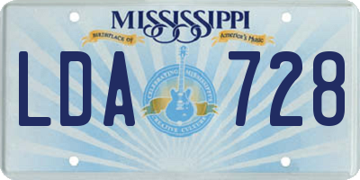 MS license plate LDA728