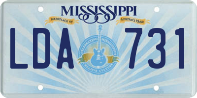 MS license plate LDA731