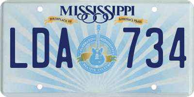 MS license plate LDA734