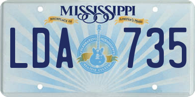 MS license plate LDA735