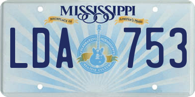 MS license plate LDA753