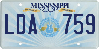 MS license plate LDA759