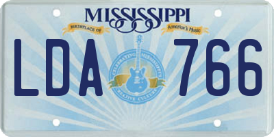 MS license plate LDA766