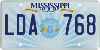 MS license plate LDA768