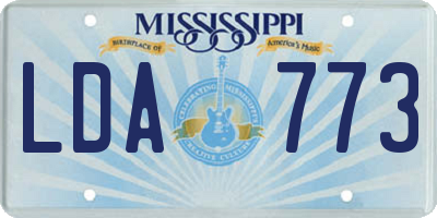 MS license plate LDA773