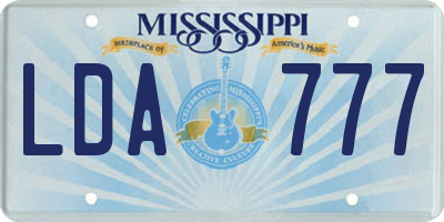 MS license plate LDA777