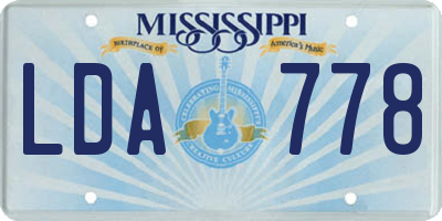 MS license plate LDA778