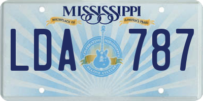 MS license plate LDA787