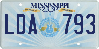MS license plate LDA793