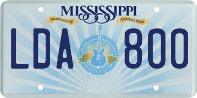 MS license plate LDA800