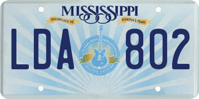 MS license plate LDA802